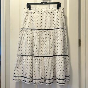 Ann Taylor White Skirt with Black Dots
